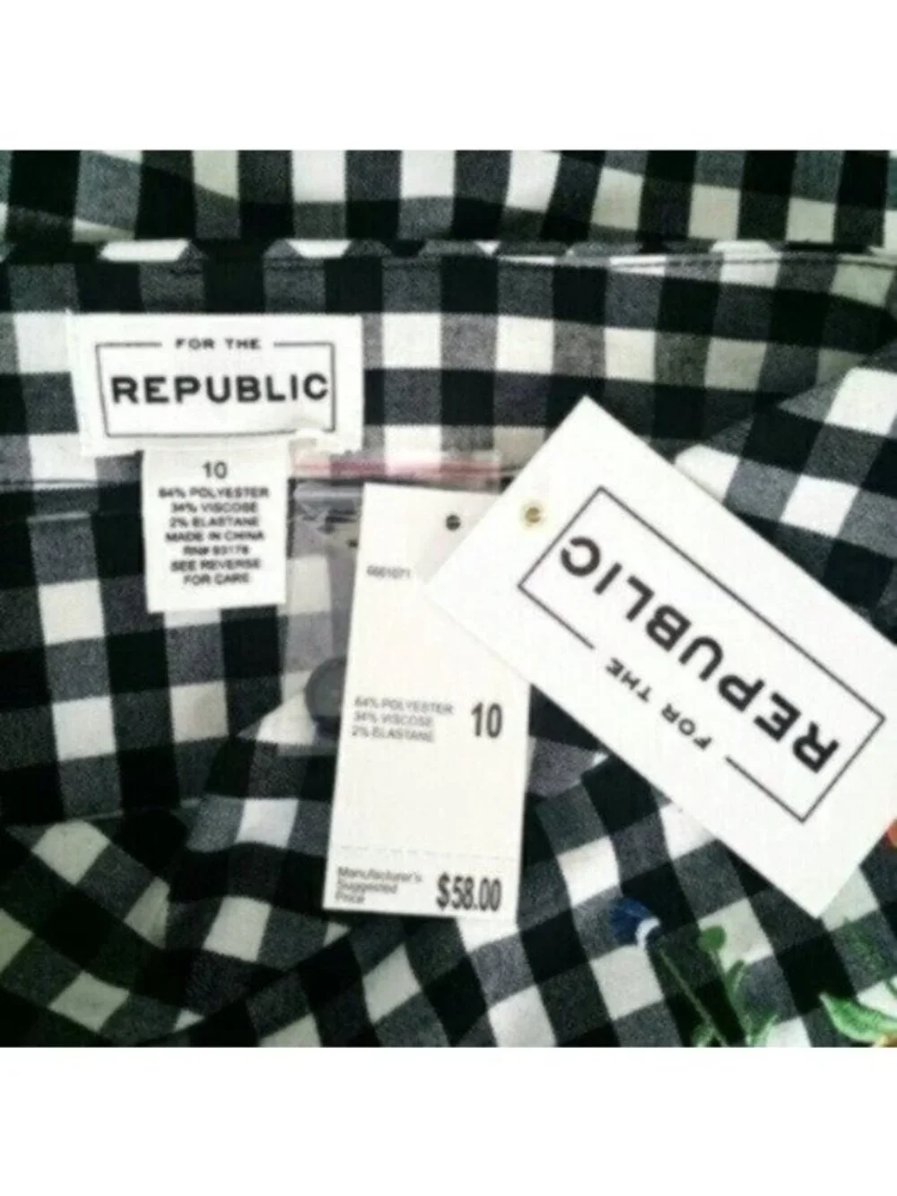 For the Republic Floral Embroidered Gingham High-rise Shorts Black Size 10 - Picture 4 of 5